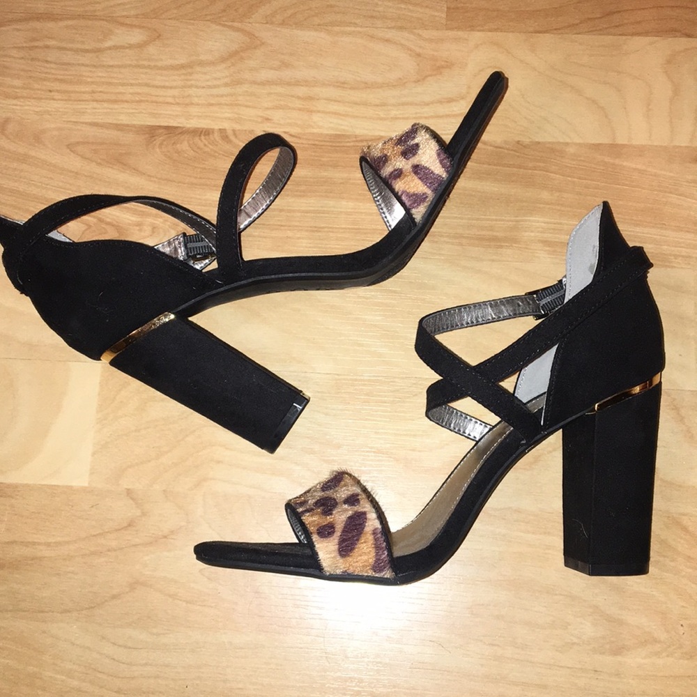 Nwob Leopard Print And Black Heels - image 1